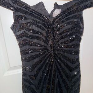 Vince Camuto Black Sequin Long Sleeve Dress